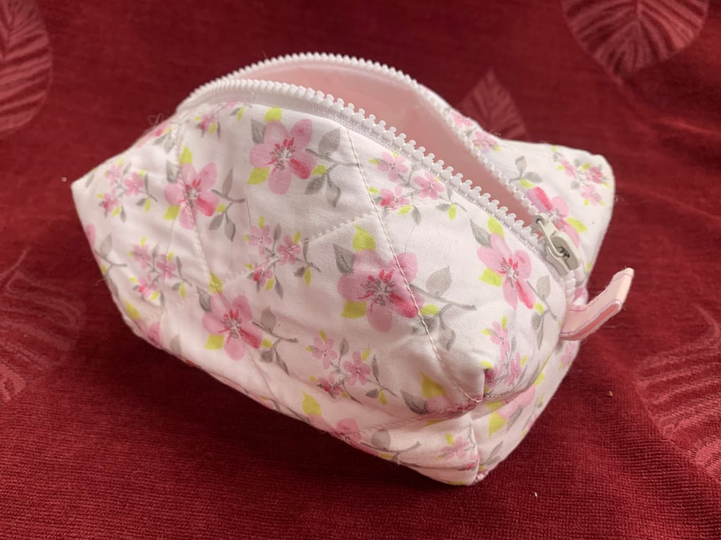 Homemade Floral, Quilted Makeup Bag