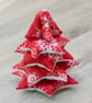 Red and White Fabric Christmas Tree Table Decoration with Snowflake design - Image 2