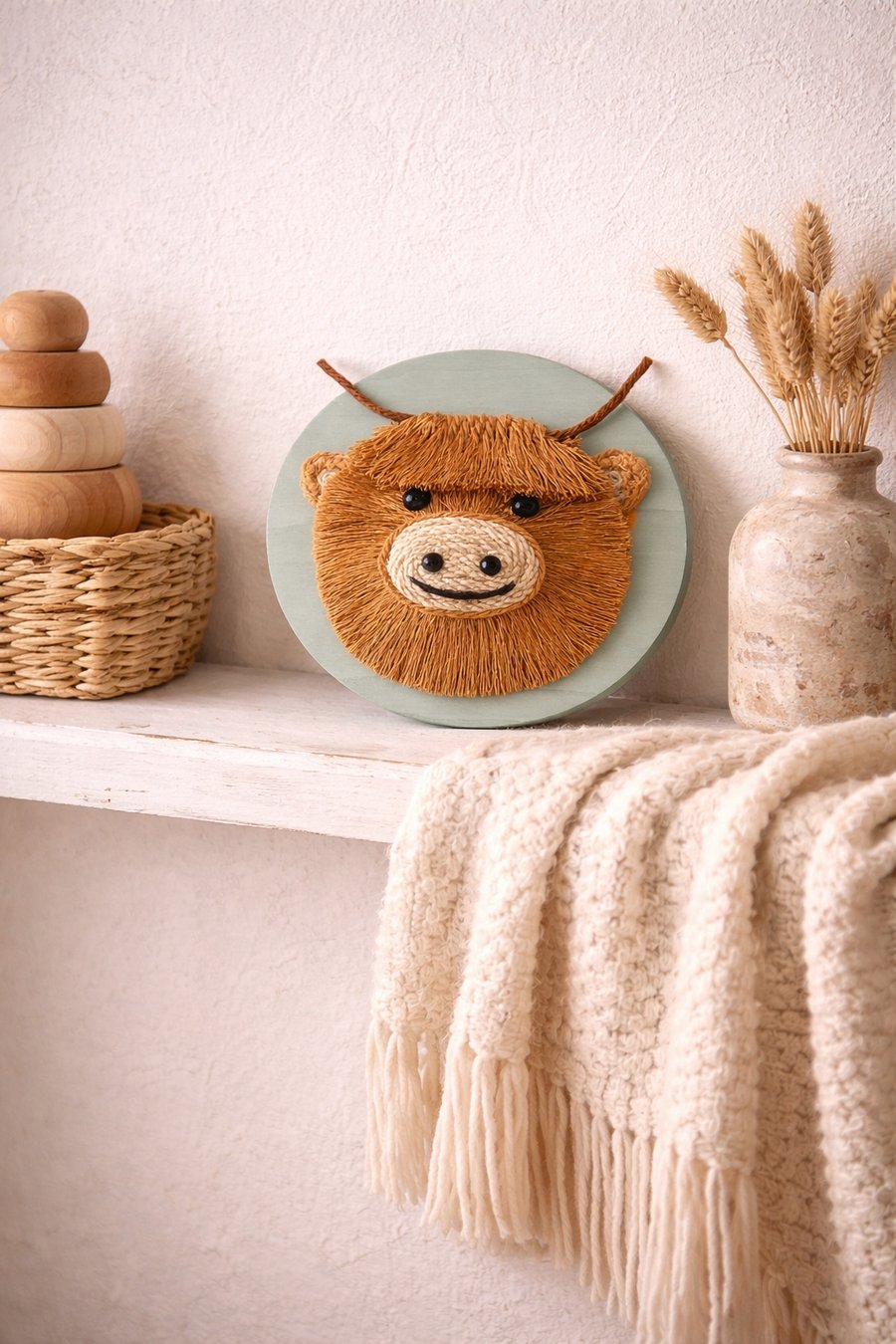Highland Cow Wall Decor, Handmade Rustic Farmhouse Art,Country Cottage Gift.