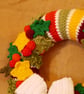 Jolly Holly Crochet Wreath, Holly, berries, stars, bow. sparkle  - Image 3