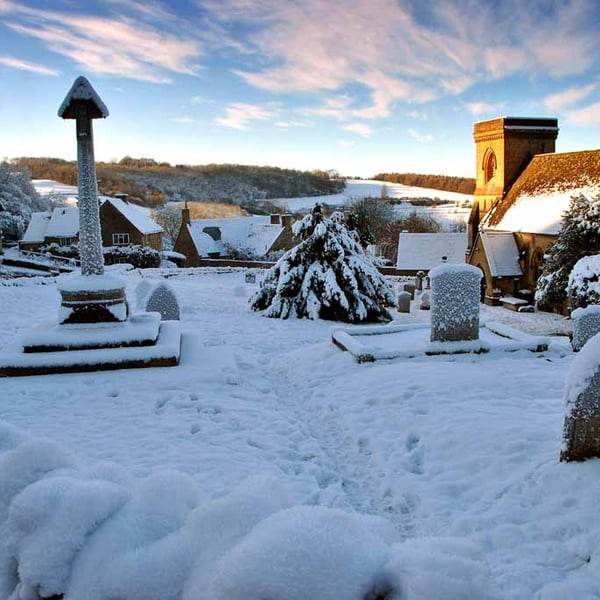 Snowshill Village Winter Landscape Cotswolds Photograph Print