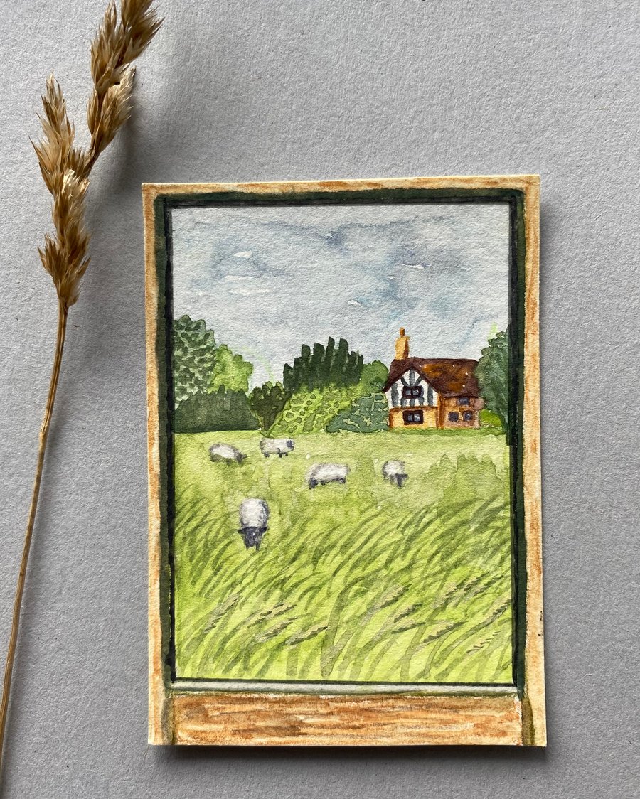ACEO original art - View from the Train