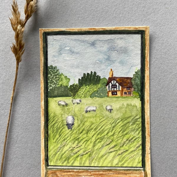 ACEO original art - View from the Train