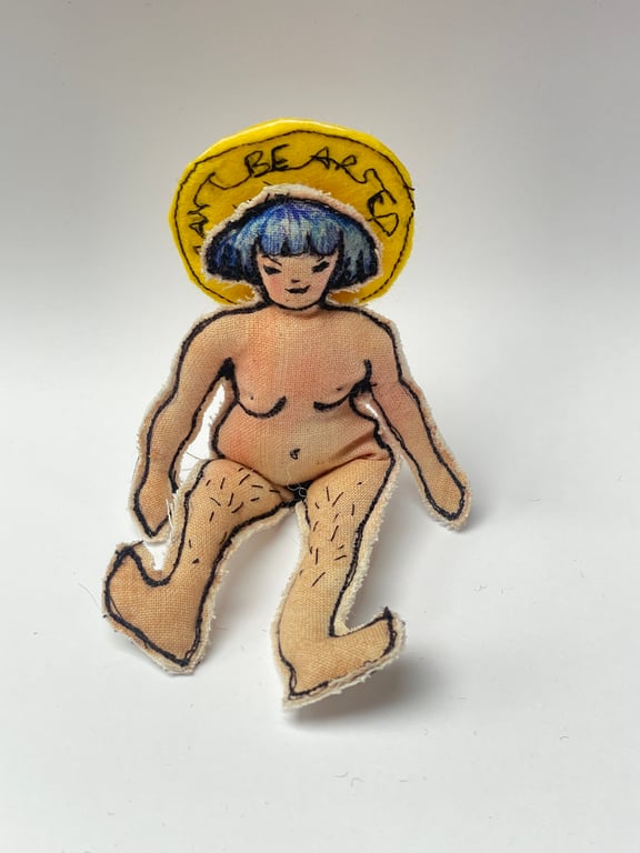 Can't Be Arsed: a Little Undoll with a not very festive halo, mini art doll