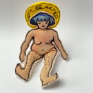 Can't Be Arsed: a Little Undoll with a not very festive halo, mini art doll