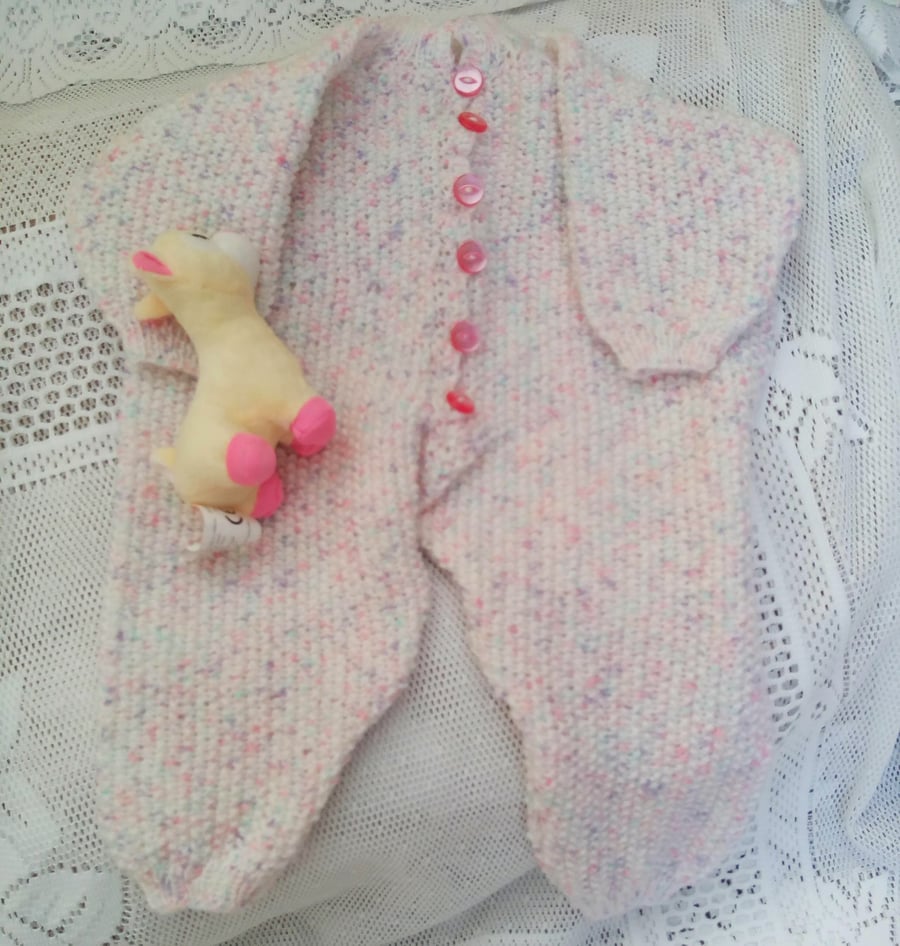 Babies Hand Knitted Play Suit, All in One Pram Suit, Baby Shower Gift