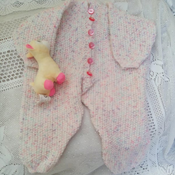 Babies Hand Knitted Play Suit, All in One Pram Suit, Baby Shower Gift