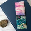 Embroidered up-cycled sunset seascape bookmark. 