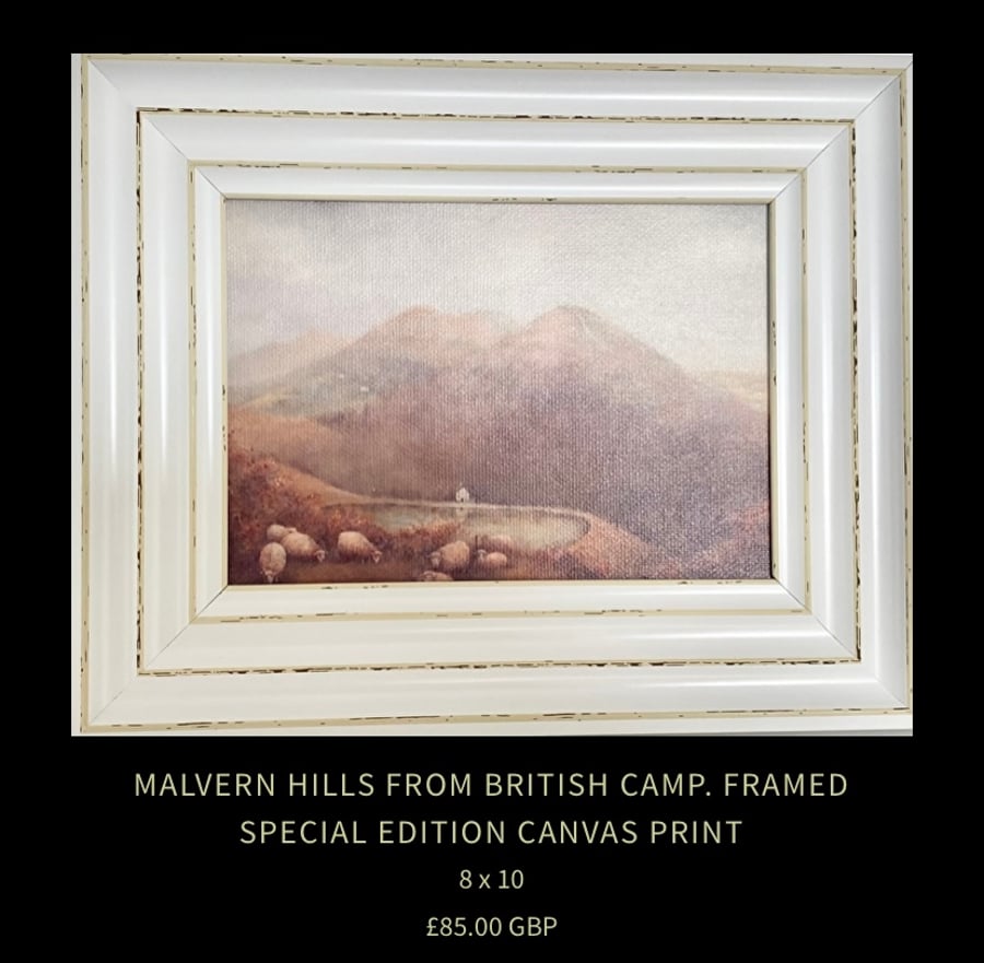 Malvern Hills from British Camp. Framed Special Edition Canvas Print 