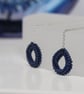 Dark Blue Teardrop Threader Earrings - Image 3