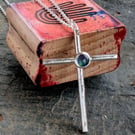 Recycled Sterling Silver Opal pendant cross 