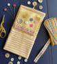 Rainbow patchwork stripe needle case made from Tilda fabric - Image 3