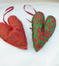 Christmas Traditional Fabric Hanging Heart one pair. - Image 2