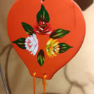 Ceramic hot air balloon hanging decoration with canal art style roses