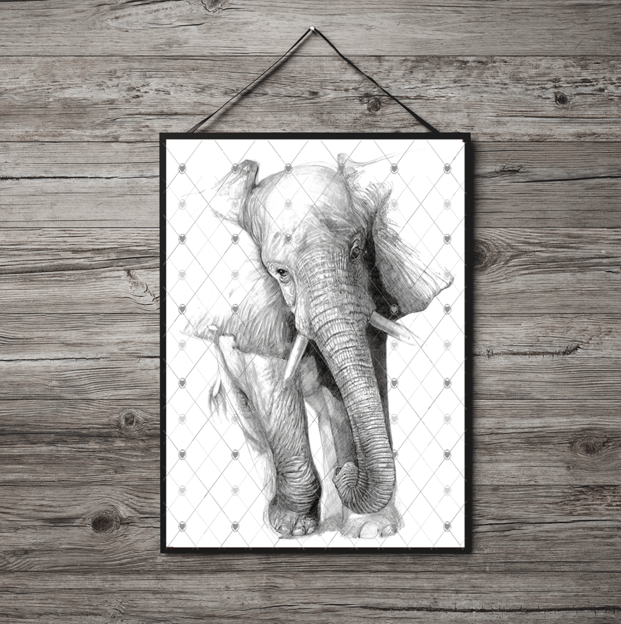 Elephant A4 Print, Elephant Custom Print, Personalised Wall Art, Custom Elephant