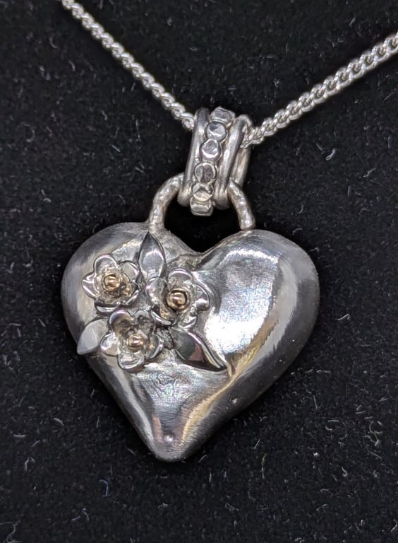 Heart pendant, Sterling silver heart necklace