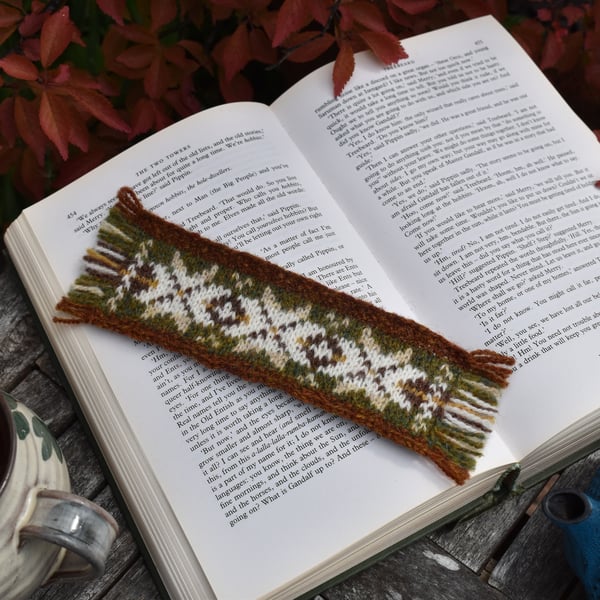 Fair Isle Bookmark, Hand knitted, 100% Shetland Wool