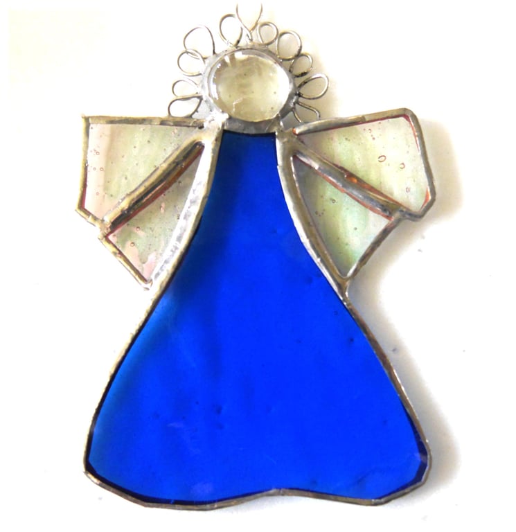 Angel True Blue Stained Glass suncatcher Christmas decoration 