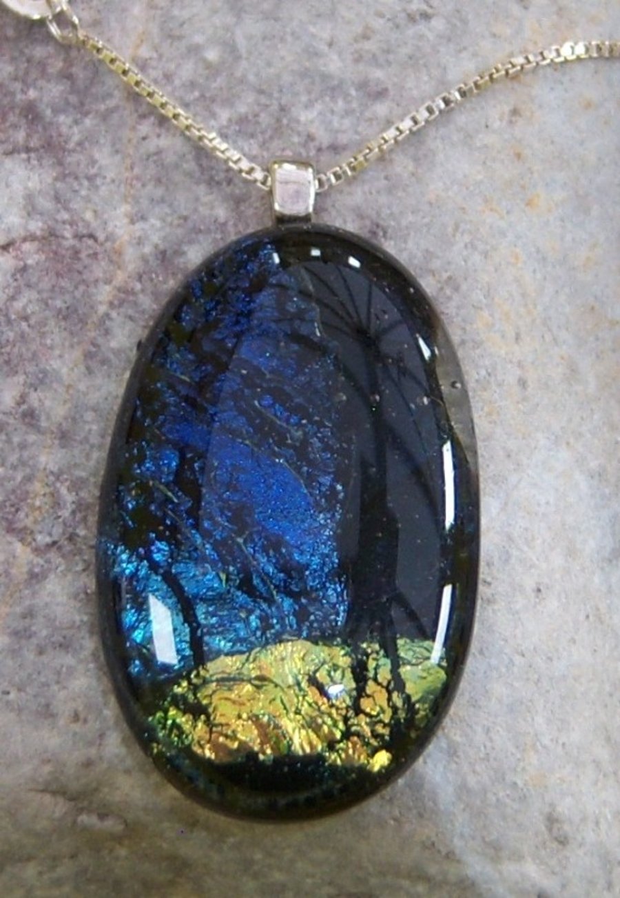 Dichroic Glass Pendant with Sterling Silver