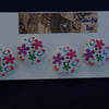 Buttons Four Flower Printed Wooden Buttons
