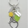 Gin & Tonic Ice & a Slice Keyring Bag Charm Clear Lemon Green Silver   KCJ2353