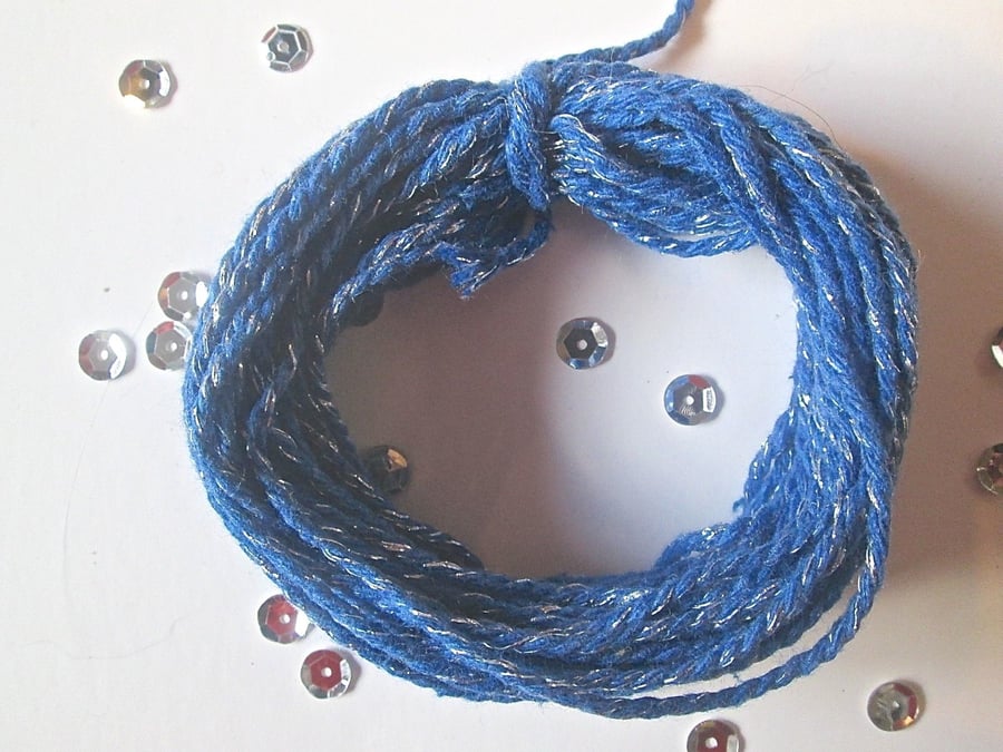 10 metres of  Blue SPARKLE Cotton Bakers twine