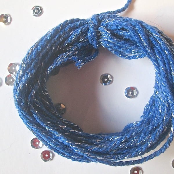 10 metres of  Blue SPARKLE Cotton Bakers twine