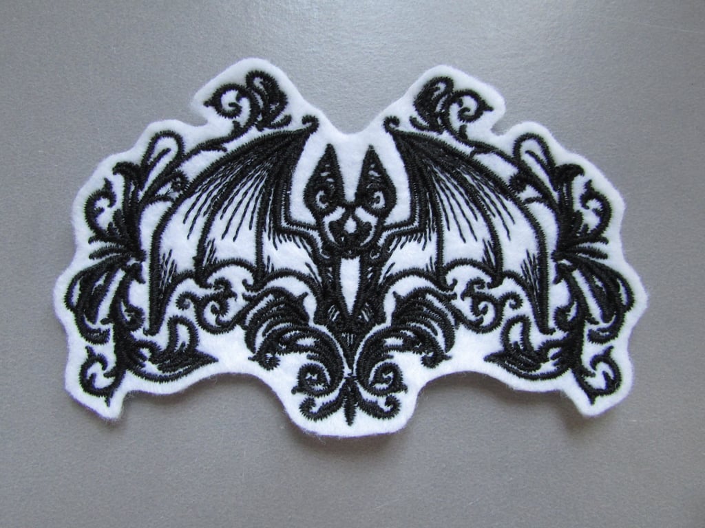 Embroidered Gothic Bat Applique Patch