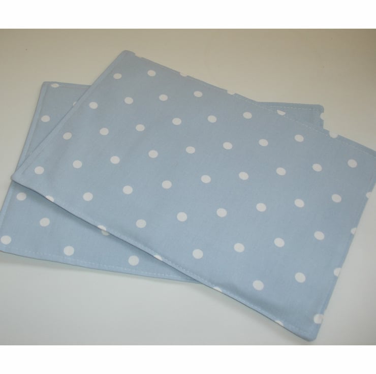 Blue and White Polka Dot Place Mat Placemat - Folksy