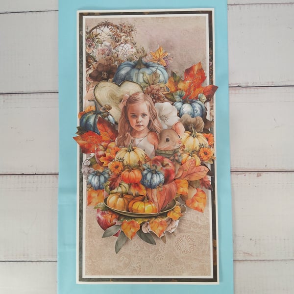 Handmade Autumn Card - 3D Pumpkin and Woodland Greeting Card (106)