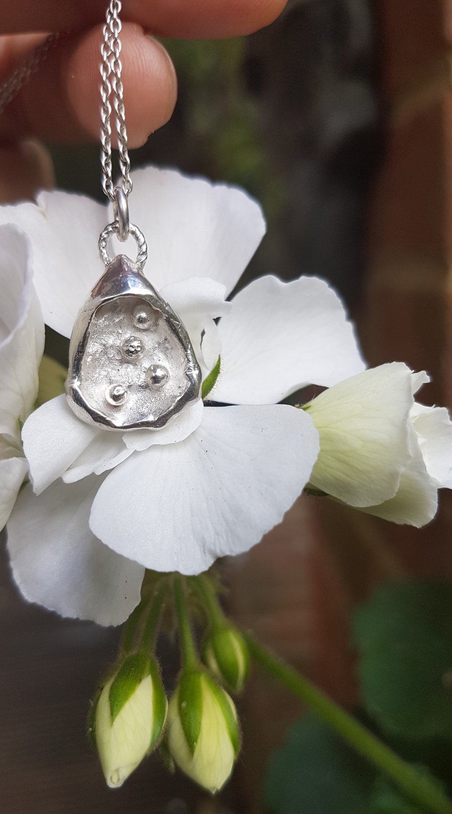 Organic Water Cast Silver Droplet Pendant 