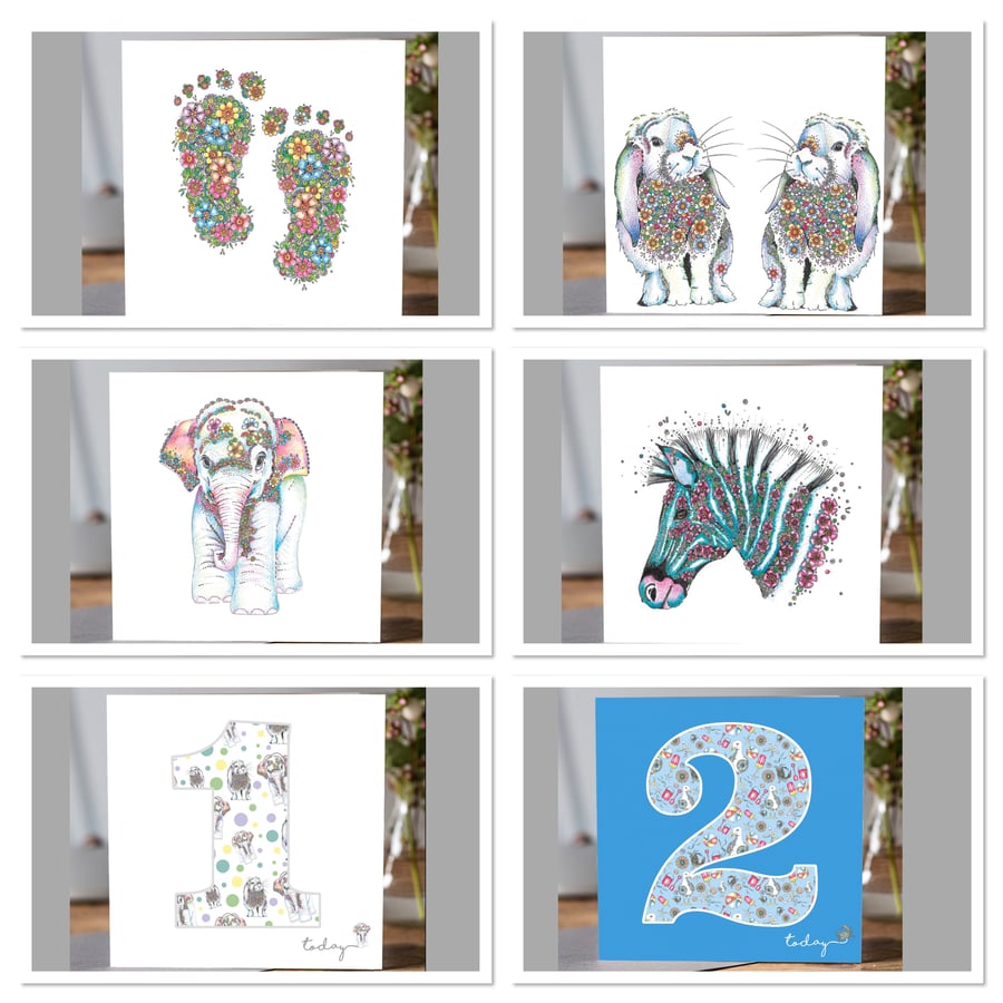 Mixed pack of Children’s Greeting cards x 6 designs 