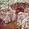 Wayland's Smithy Long Barrow Oxfordshire Original Hand Pressed Linocut Print