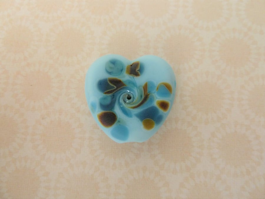 SALE handmade lampwork blue heart bead