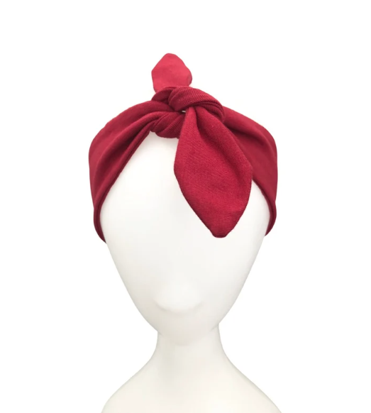 Maroon Red Tie Up Headband, Knotted Women's Headband, Rockabilly Headband