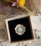 Flower Ring with Blue Stone - Handmade Mixed Metal Ring