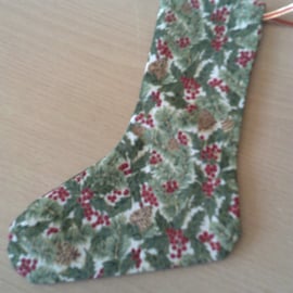 Holly and Fir Cones 7.5 inch Stocking