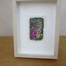 Garden picture.  Embroidered abstract summer flowers in light frame