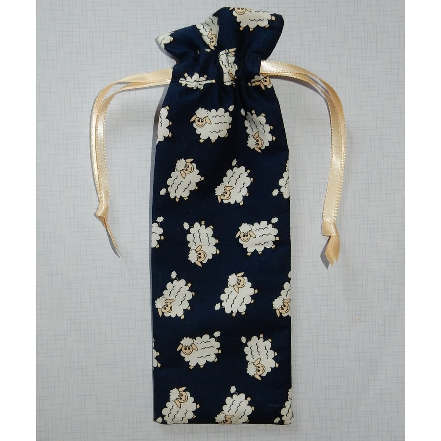 Crochet hook case sheep on navy