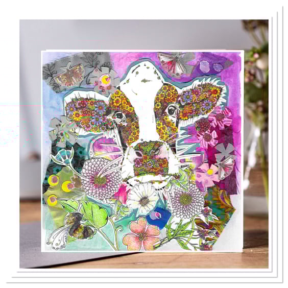 Cow collage greeting card