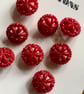 8 Vintage Red Flower Buttons - 20mm - Image 4