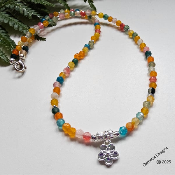 Dainty Designer Fire Agate Necklace 