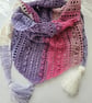 Purples pinks and cream triangle scarf - Image 1