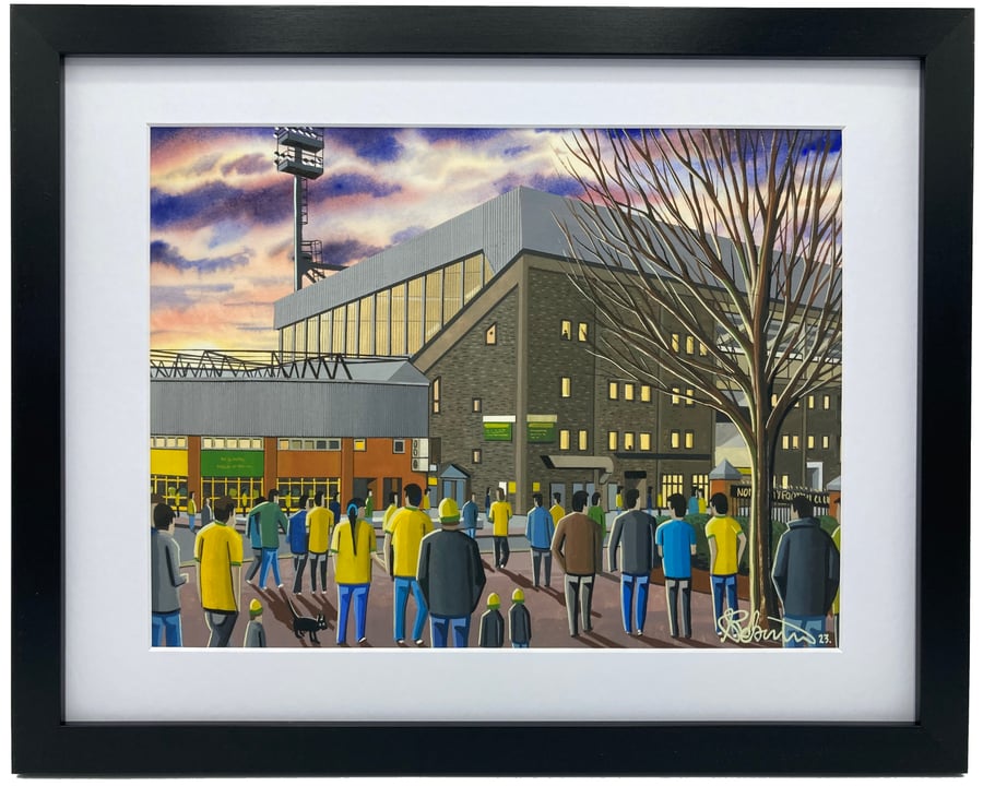 Norwich City FC, Carrow Road Stadium. High Quality Framed Football Art Print.