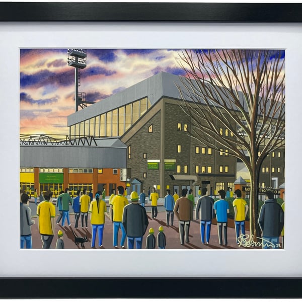 Norwich City FC, Carrow Road Stadium. High Quality Framed Football Art Print.