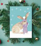 Hare Christmas Card Blank wildlife christmas card - Image 2