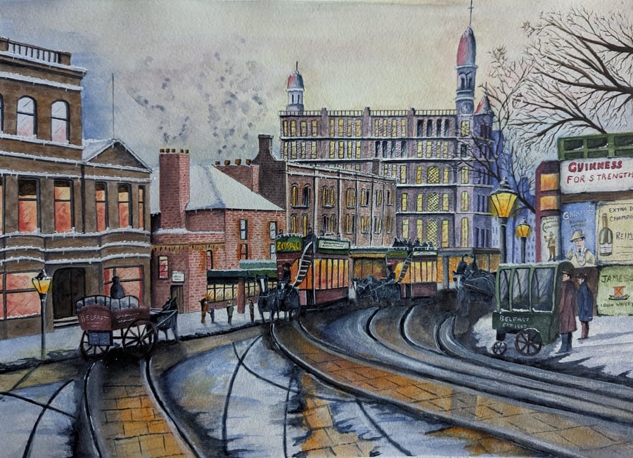 Belfast Donegal Avenue Victorian Christmas. A4 print watercolour print