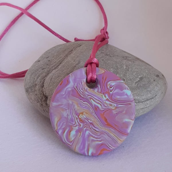 Round pastel pink pendant