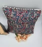 Cushion cover 14" in teal and cherry red pattern fabric.  - Image 5