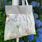 Tote Bag, Pleated Tote Bag, Linen, Hand Bag, Day Bag, Floral